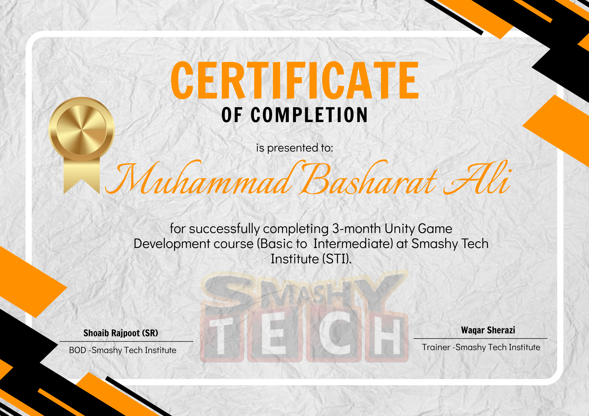Smashy Tech Certificate